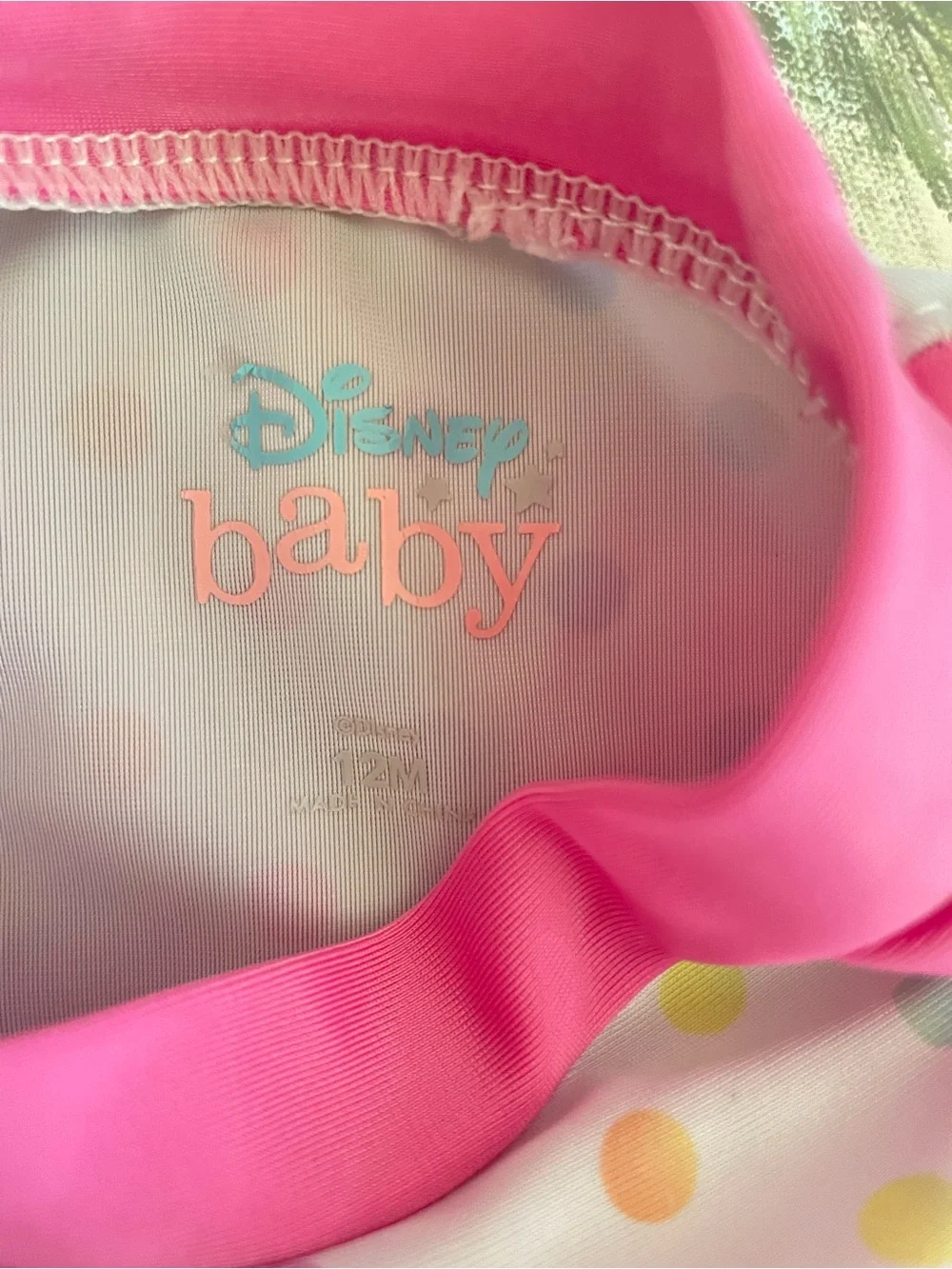 Disney Minnie Mouse Polka Dot Ruffle Two Piece Swimsuit Rashguard Bikini Set